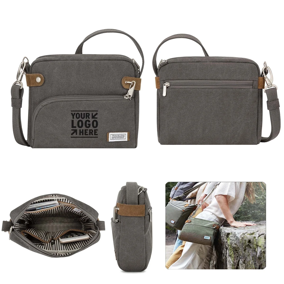 Waterprrof RFID Blocking Anti-Theft Secure Heritage Travel Crossbody Canvas Bag 1