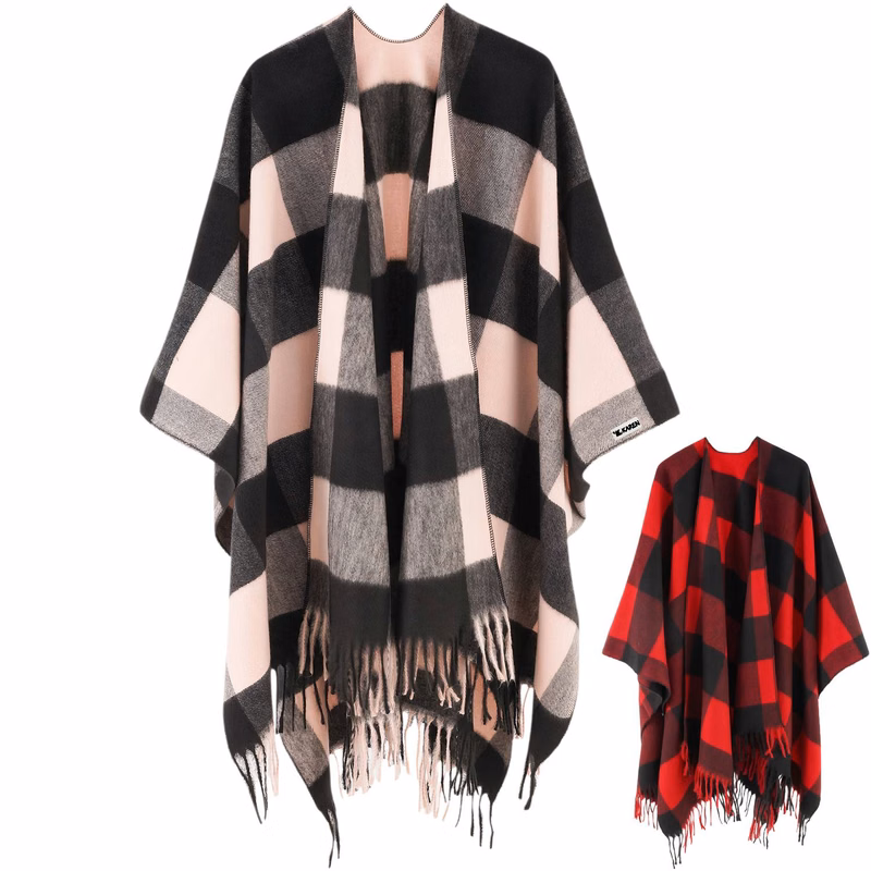 Women's Plaid Fringe Shawl