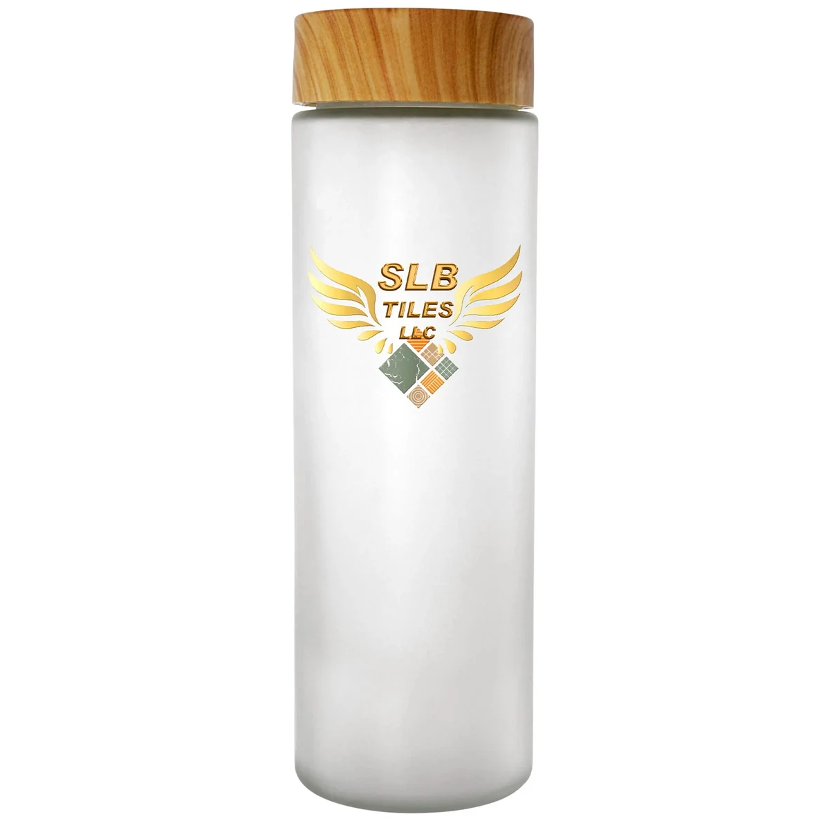 Full Color Bamboo 22 oz. Frosted Glass Bottle 1