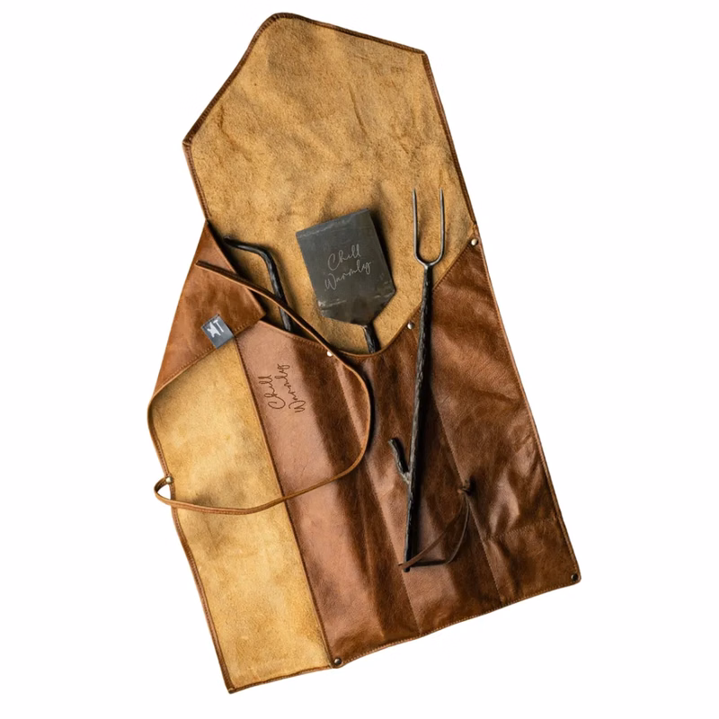Grilling Tool Gift Set with Leather Roll-Up Pouch