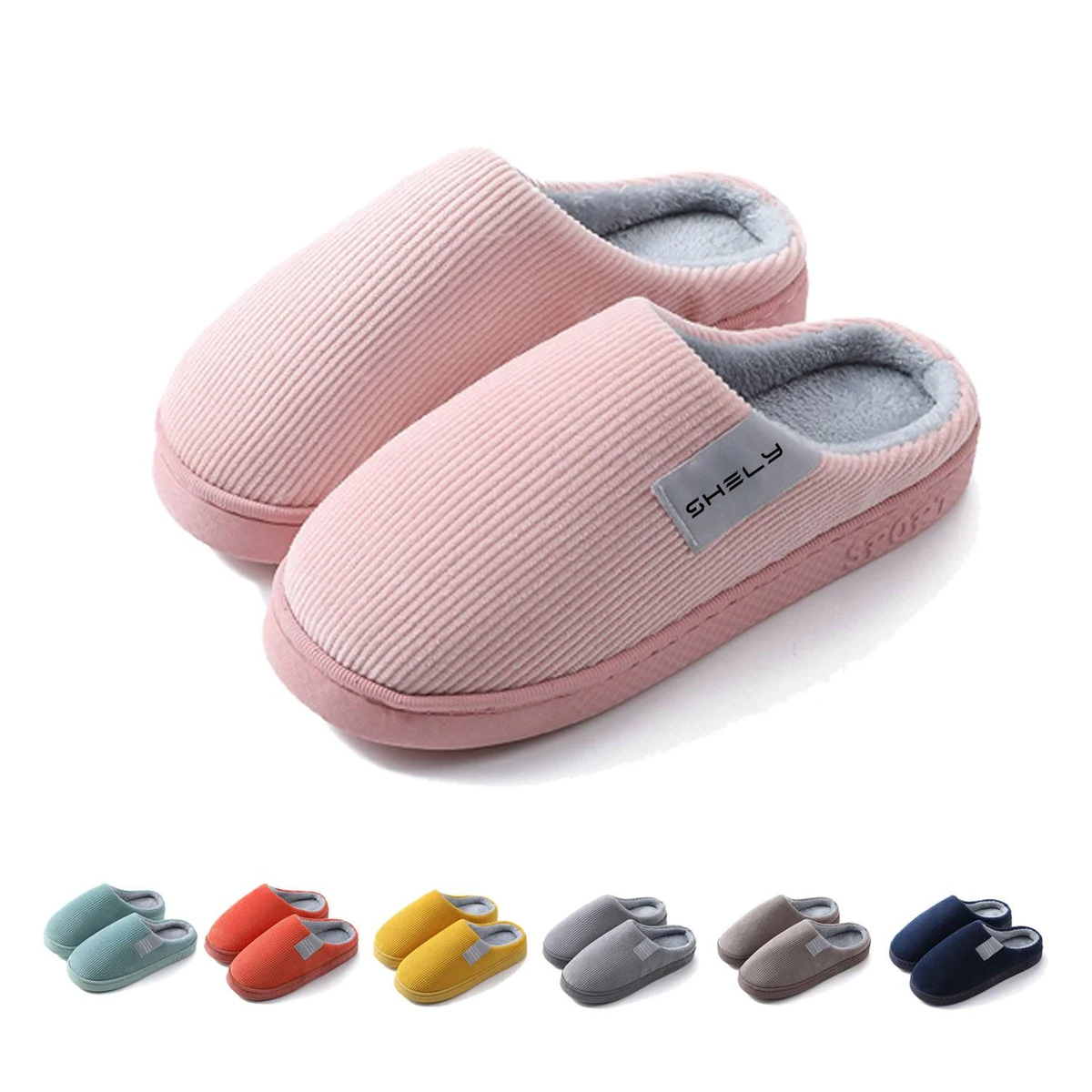 Solid-colored Plush Warm Slippers 1
