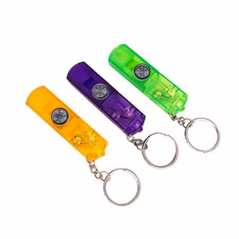 Compass LED Whistle Keychain