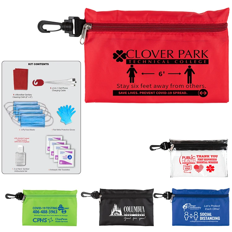 "Jupiter" 12 Piece Safety Kit in Zipper Pouch with Carabiner Attachment 1