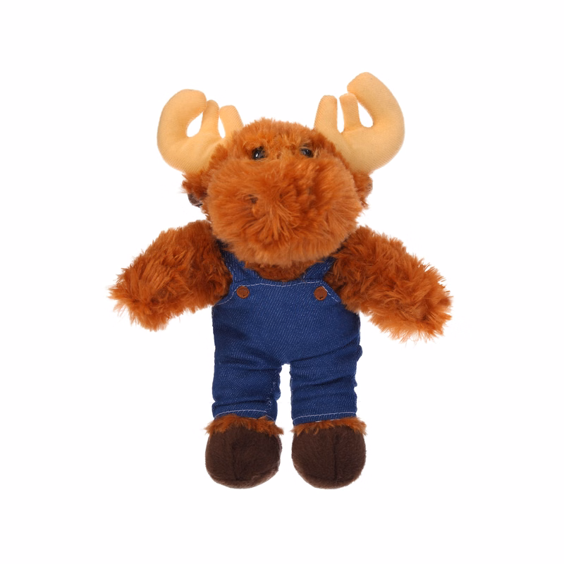 Soft Plush Stuffed Moose in denim overall.