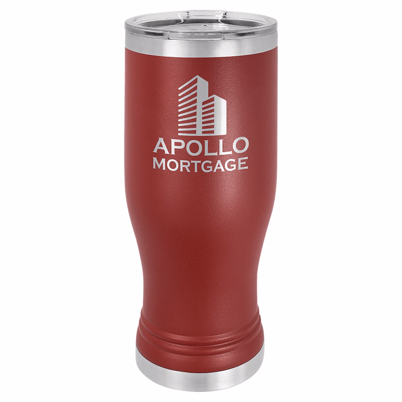 Polar Camel Maroon 20 oz. Pilsner with Clear Lid