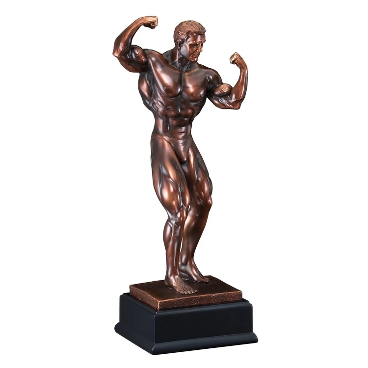 Male Body Builder Resin Sculpture, 15-1/2" 1