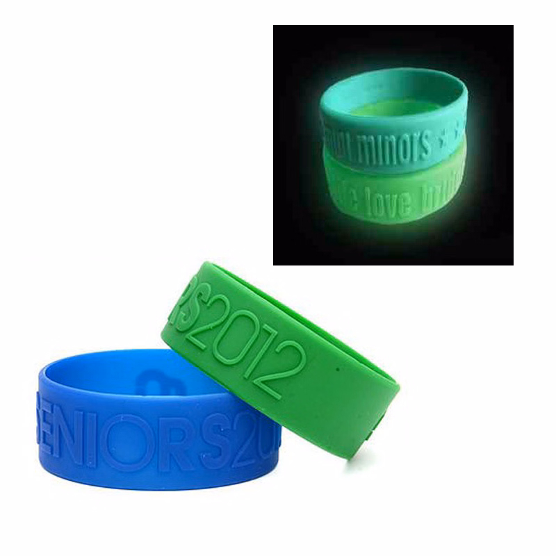 1" Embossed & Glow In The Dark Silicone Bracelets
