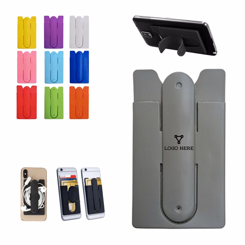 MOQ 100 Stretchable Silicone Phone Wallet & Kickstand for Easy Viewing