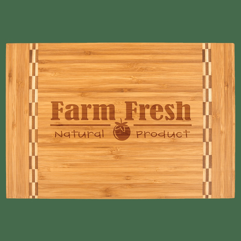 15" x 10 1/4" Multi Brown Bamboo Cutting Board with Butcher Block Inlay