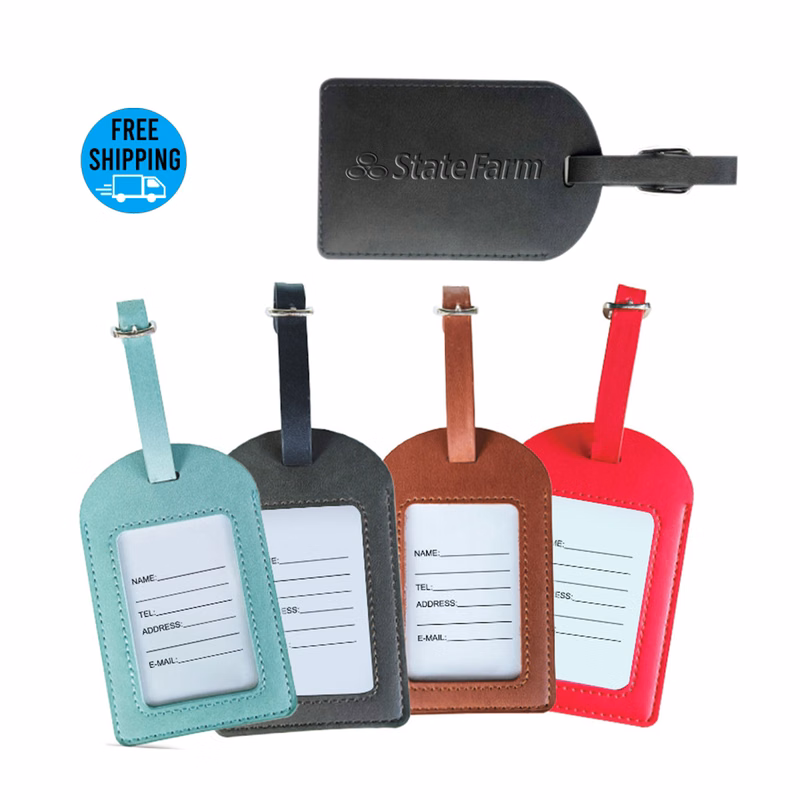 Debossed PU Leather Luggage Tag with Visable Window