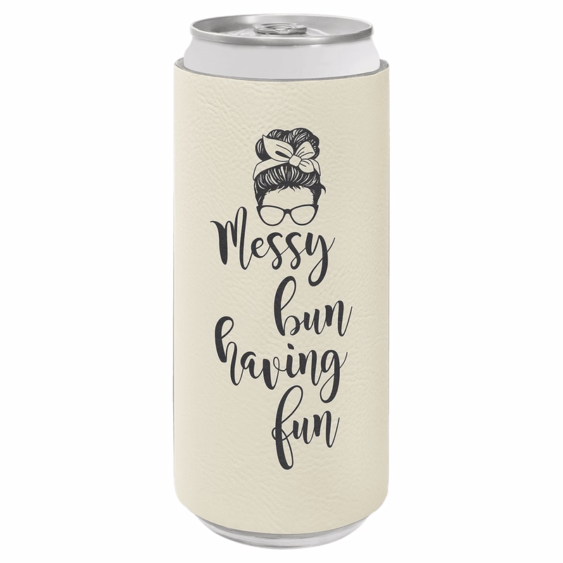 White Leatherette Slim Beverage Holder