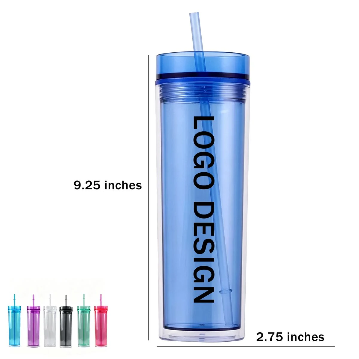 16 oz Skinny Tumbler with Straw 1