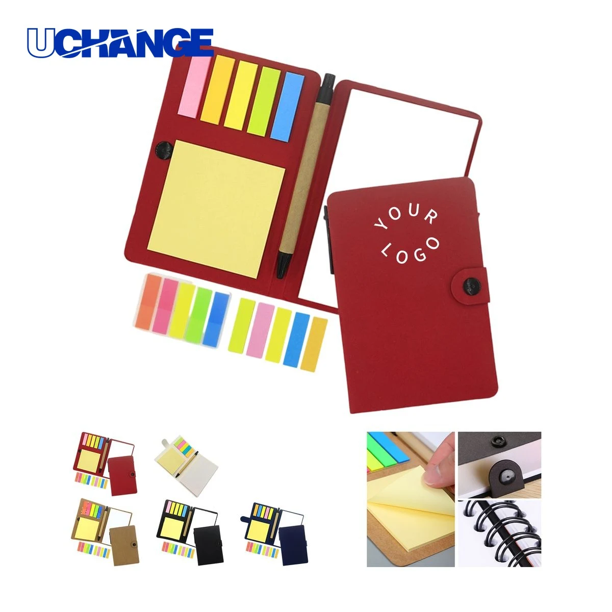 Kraft Paper Sticky Note Set with Ballpoint Pen 1