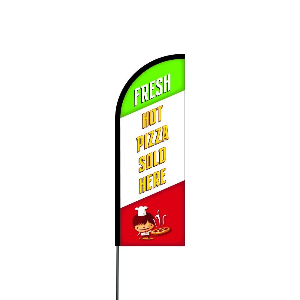 Fresh Hot Pizza Sold Here Flag Kit Hardware 14' Feet Feather Flag Sign Outdoor Banner 1