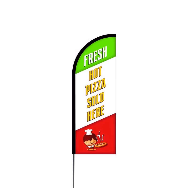 Fresh Hot Pizza Sold Here Flag Kit Hardware 14' Feet Feather Flag Sign Outdoor Banner