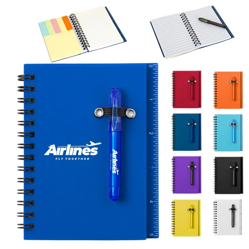 Spiral Notebook Steno Pocket Notepad With Pen In Holder And Sticky Notes 1