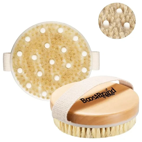 Custom Wood Bristle Dry Body Brush with Exfoliation Support — Spa & Wellness 1