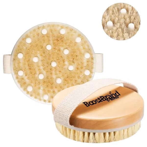 Custom Wood Bristle Dry Body Brush with Exfoliation Support — Spa & Wellness