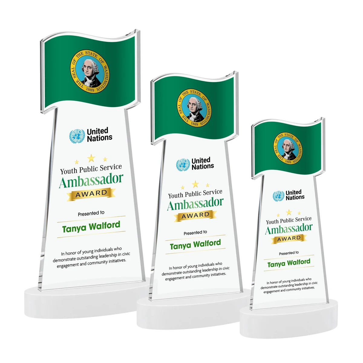 Flag VividPrint™ Award on Alberton Base - White 1