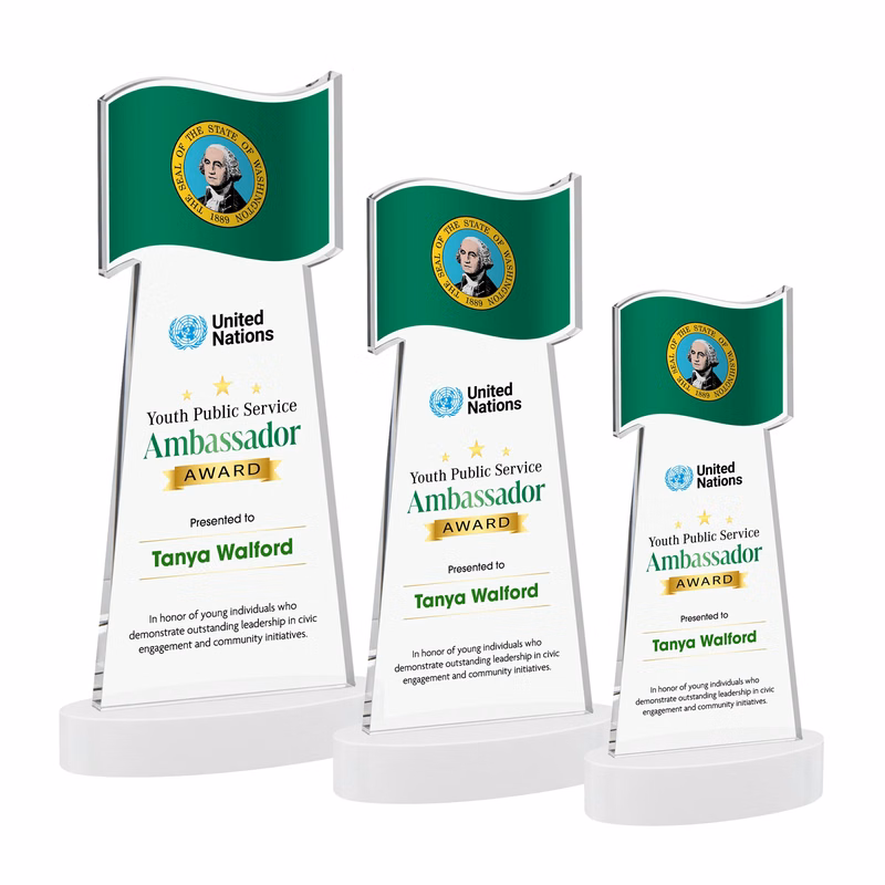Flag VividPrint™ Award on Alberton Base - White