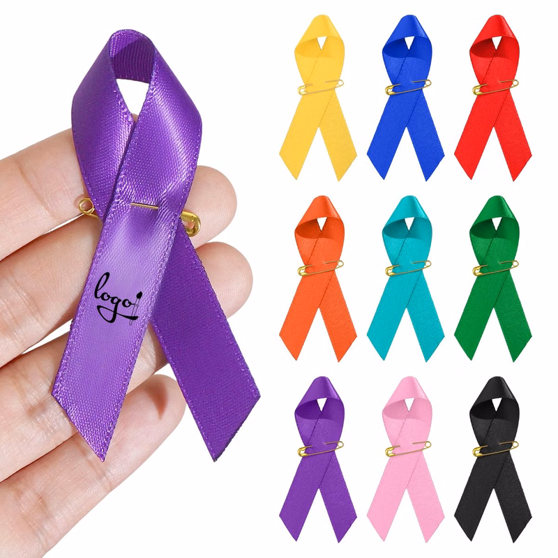 Custom Satin Awareness Ribbon with Safety Fastener