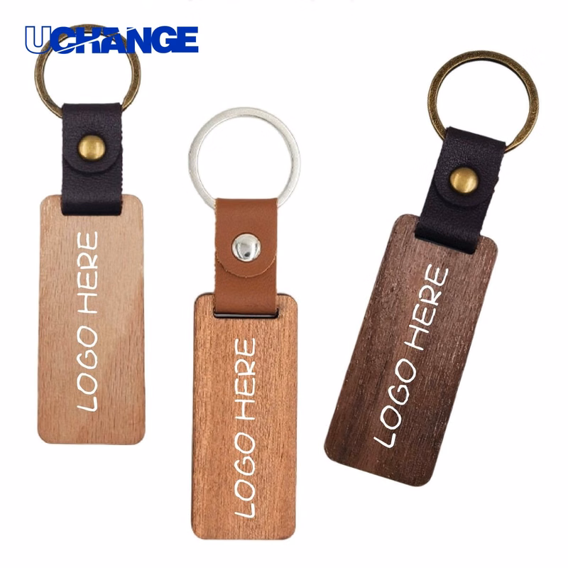 Leather Wood Keychain