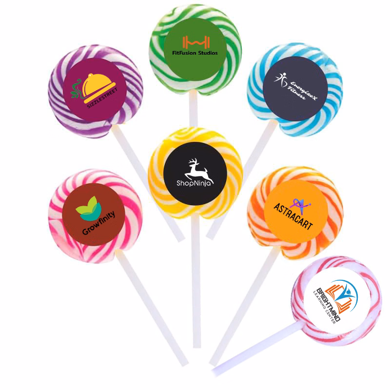 SWIRL LOLLIPOP WITH ROUND LABEL