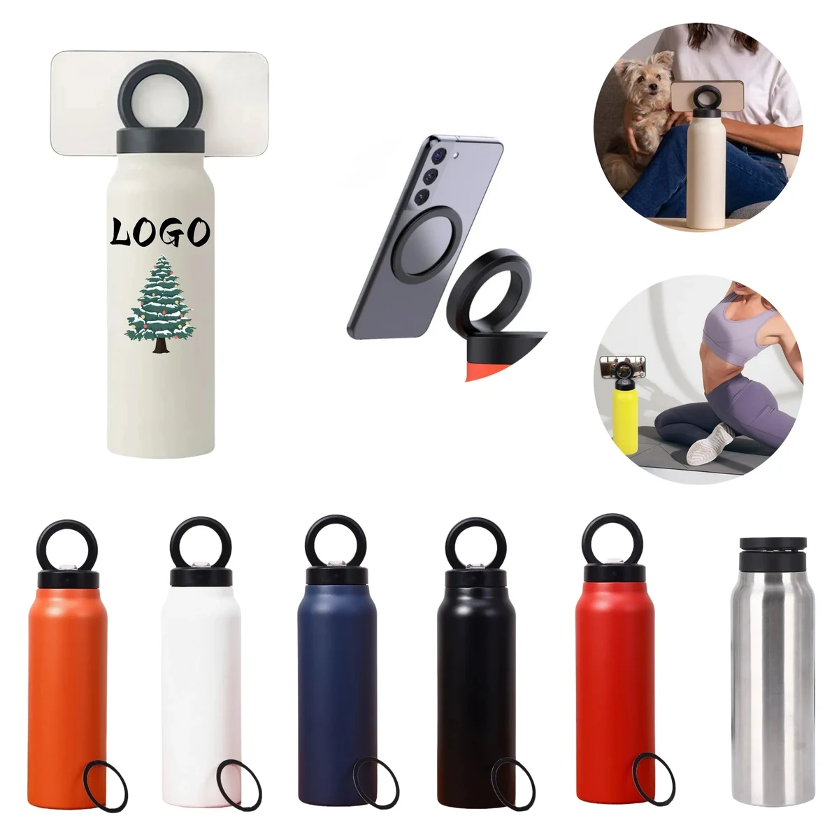 24OZ Bracket Insulated Cup With Straw And Magnetic Ring 1