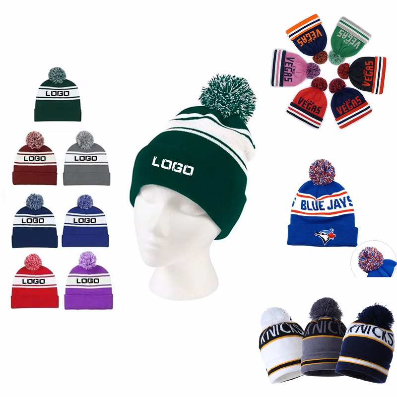 Completely Custom Pom Beanie Cap with Stripes