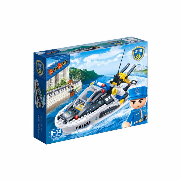 Police Boat Building Block Sets - 225 Pieces