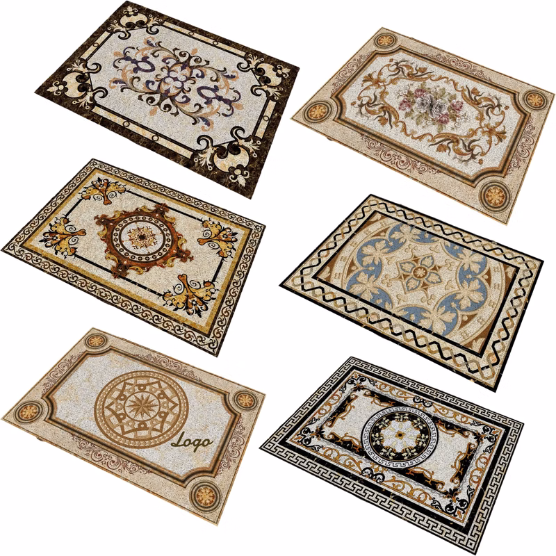Colorful Ornate Patterned Round Custom Logo Area Rugs