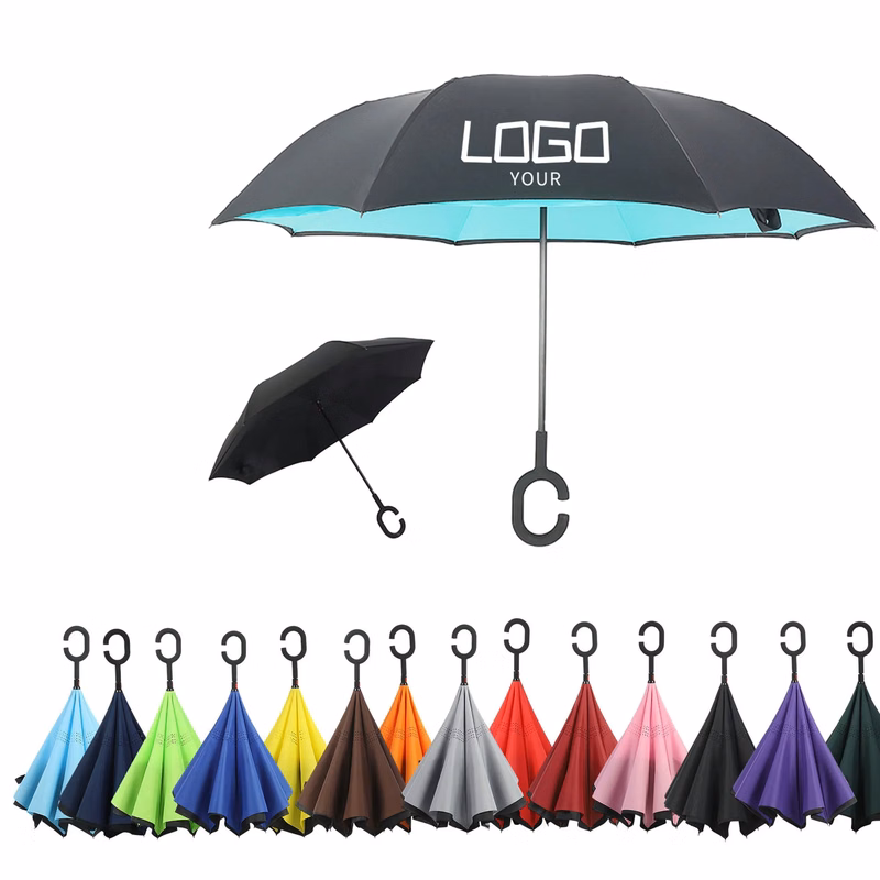 Portable Inverted Reverse Umbrella with C-Shaped Handle