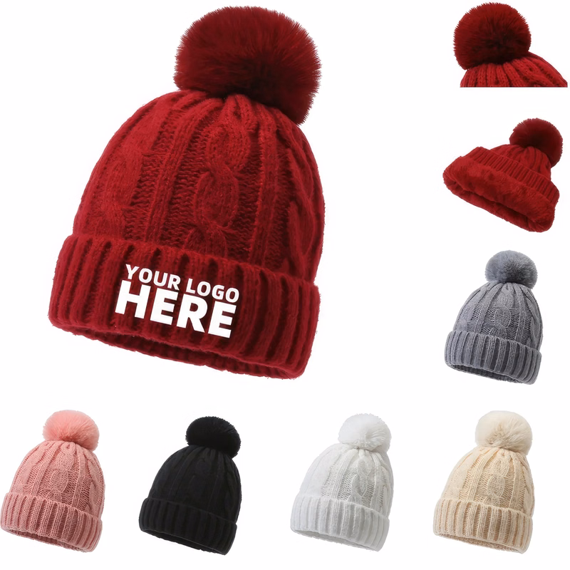 Pompom Winter Soft Warm Ski Cap