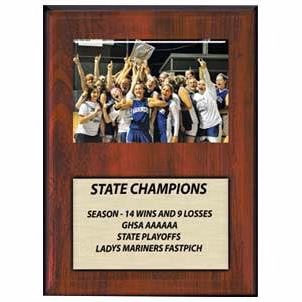 Plaque: 9x12" Cherry Finish, 7x5" Photo cover