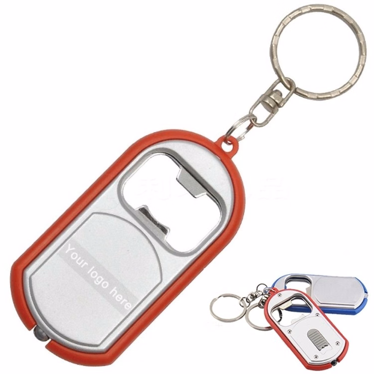 Custom Imprinted LED Light Keychain with Bottle Opener