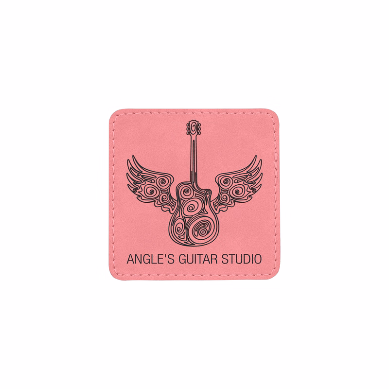 3" Pink Leatherette Square Patch with Adhesive
