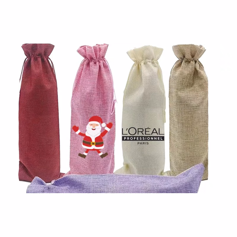 Burlap Wine Tote Bag