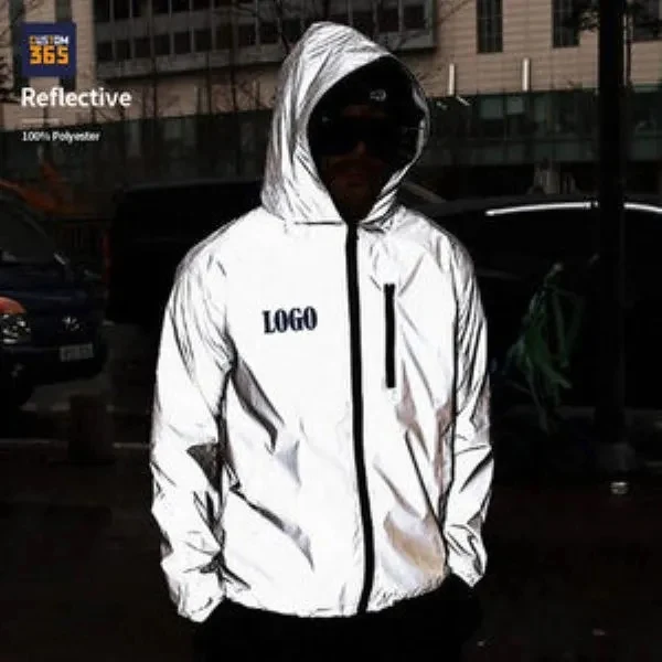 100% Polyester Reflective Hood Zip Wholesale 3m Windbreaker 1