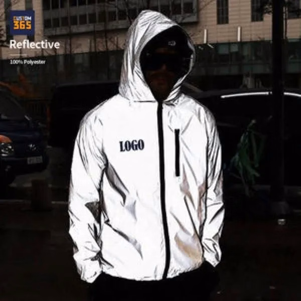 100% Polyester Reflective Hood Zip Wholesale 3m Windbreaker