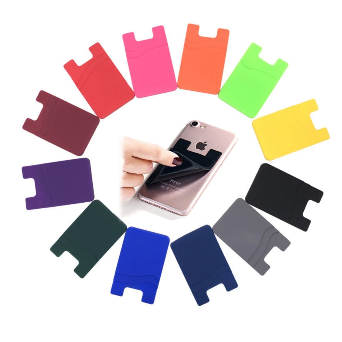 Silicone Credit Card Phone Holder with 2 Pockets 1