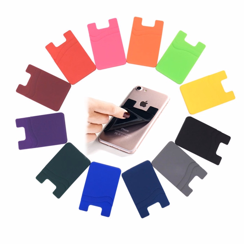 Silicone Credit Card Phone Holder with 2 Pockets