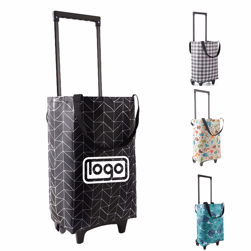 Portable Trailer Folding Shopping Cart W/ Pull Handle