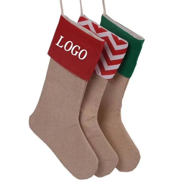 Christmas Canvas Stocking Gift Bag, custom tote bag with logo imprint 1