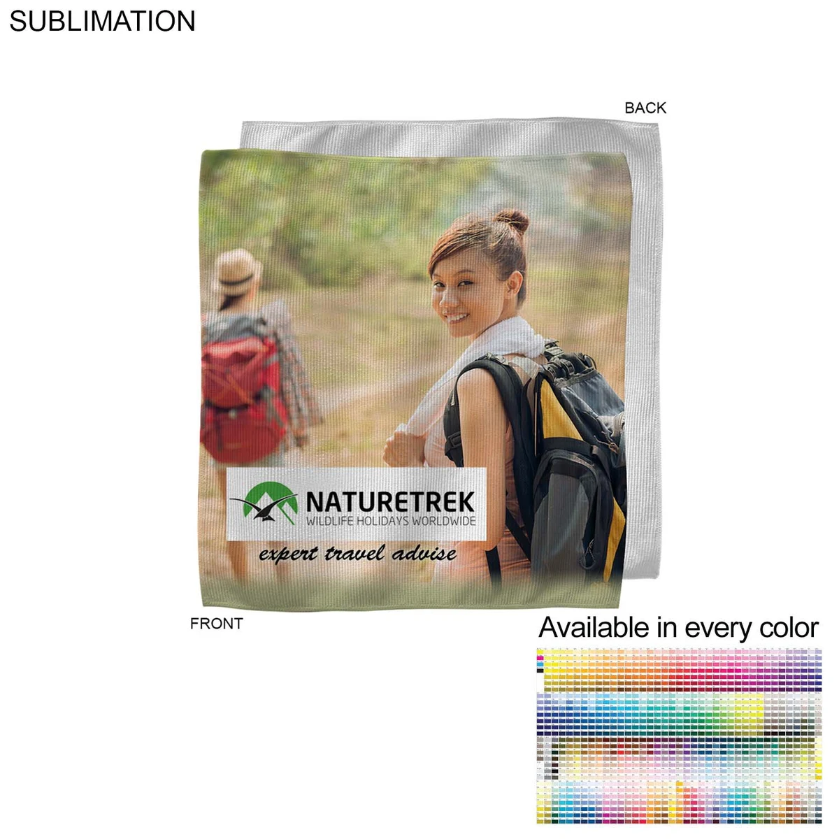 Microfiber Dri-Lite Terry Branding Towel, 10x10, Sublimated Edge to Edge 1 side 1