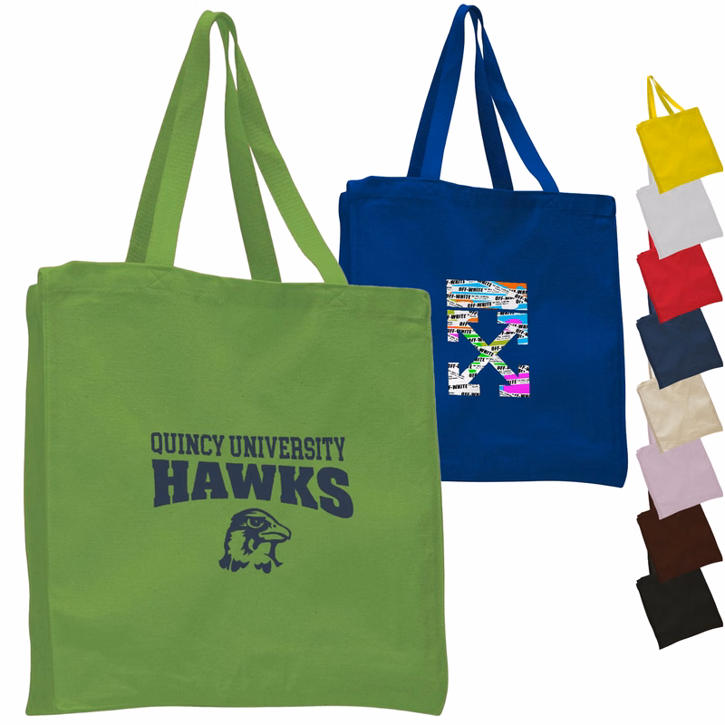 12 Oz. Cotton Canvas Book/Tote Bag USA Decorated (14"x15"x 4")