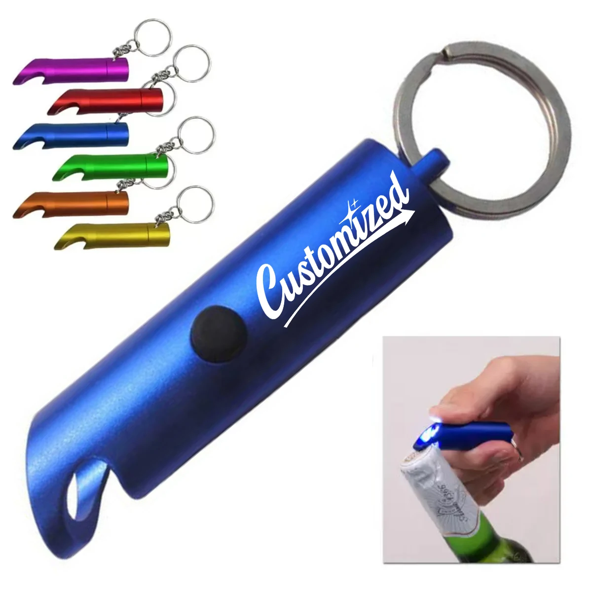 Aluminum LED Bottle Opener Keychain with Custom Logo 1