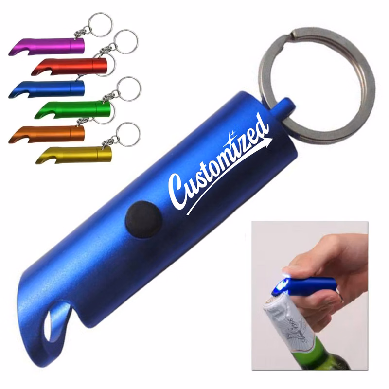 Aluminum LED Bottle Opener Keychain with Custom Logo