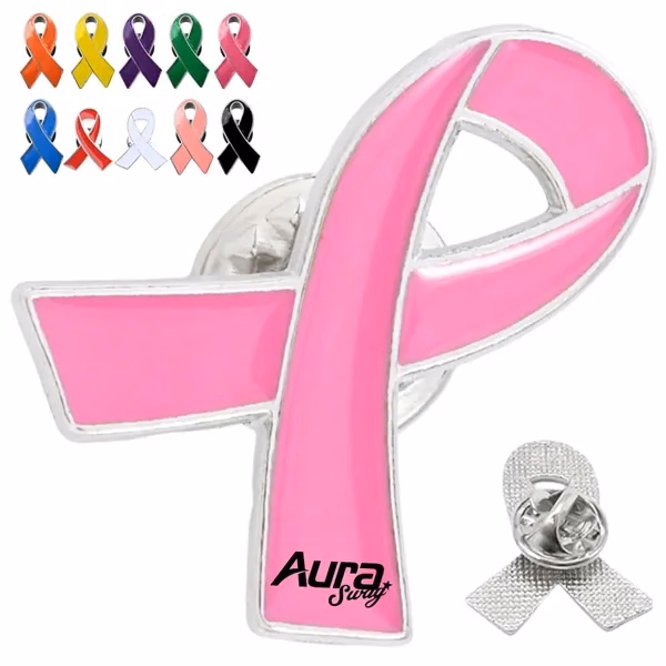 Custom Pink Ribbon Awareness Lapel Pin — Charity & Fundraising Symbol Pin