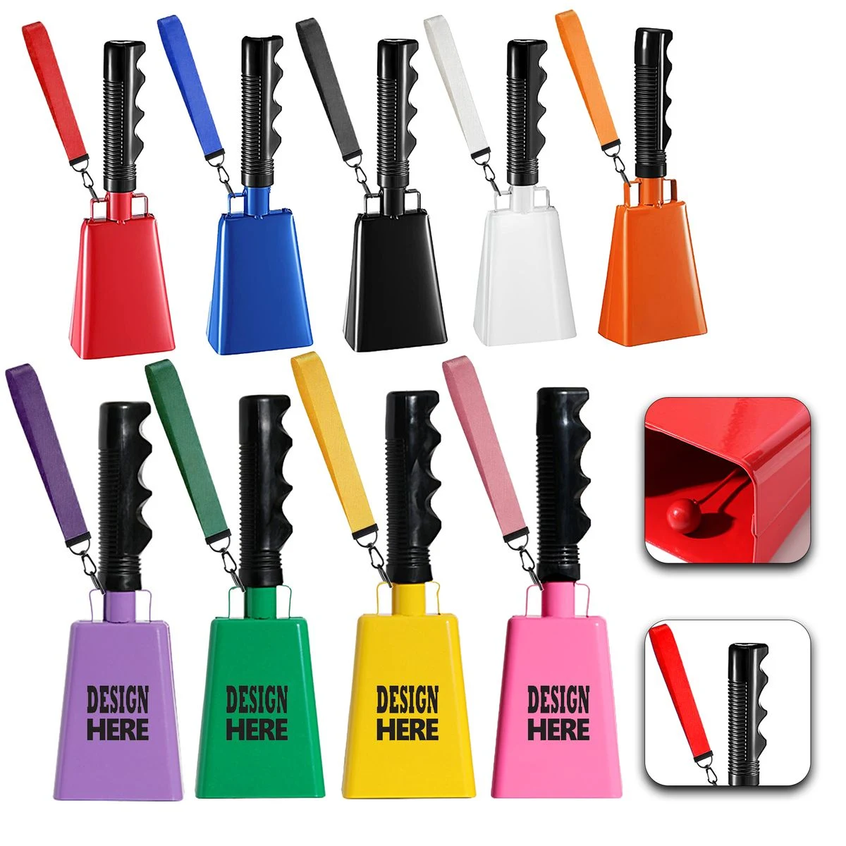 Handheld Iron Cowbell With Wrist Strap 1