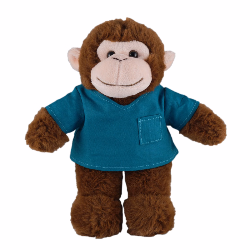 Soft Plush Stuffed Monkey in scrub shirt